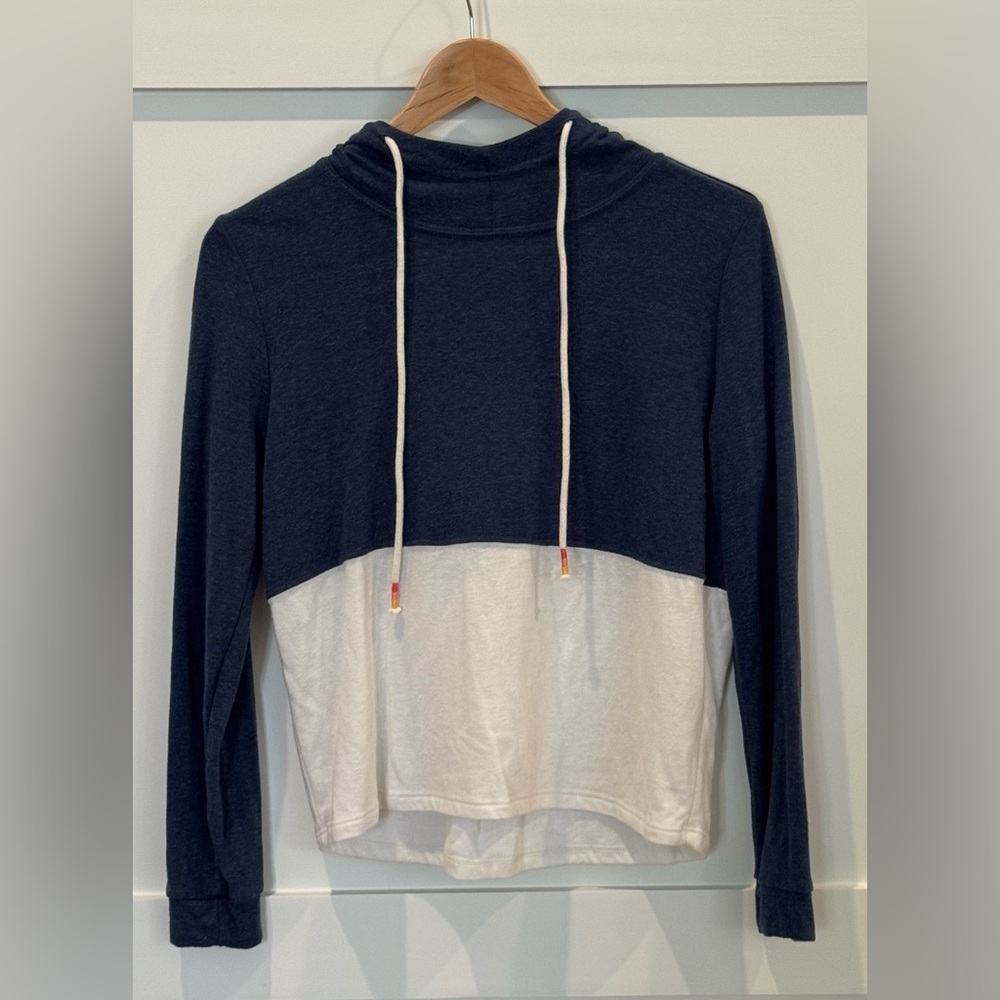 Marine Layer Women's Hoodie Navy Blue White Colorblock Size Small